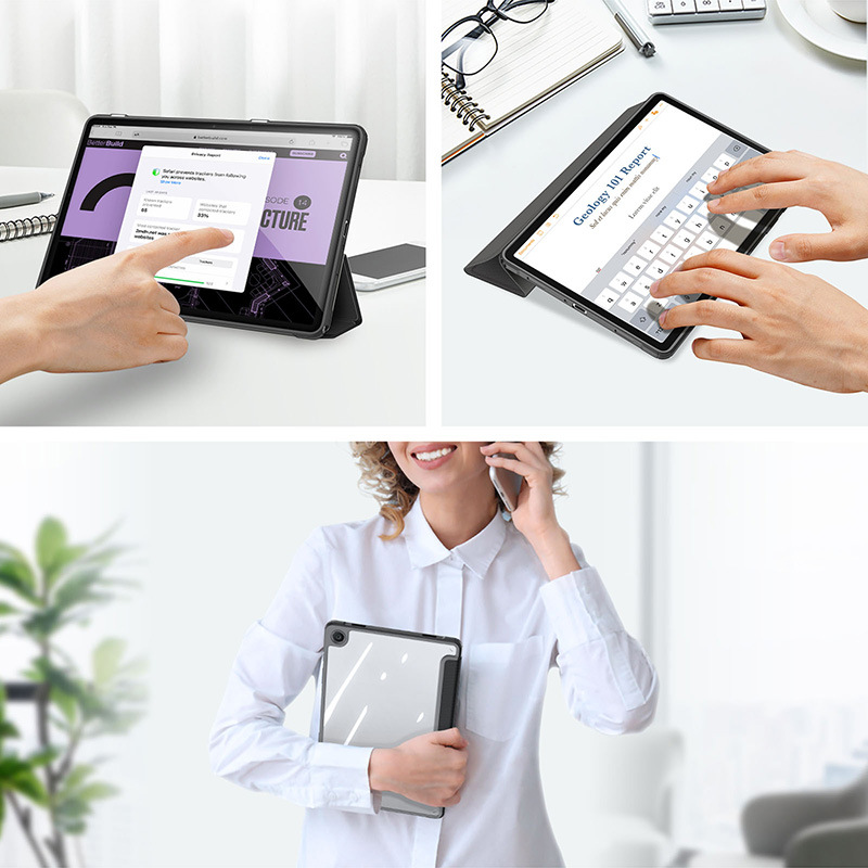 Picture of For Samsung TabA9Plus Flat Protective Case Wholesale Acrylic Transparent Trifold Flip Leather Case Lightweight