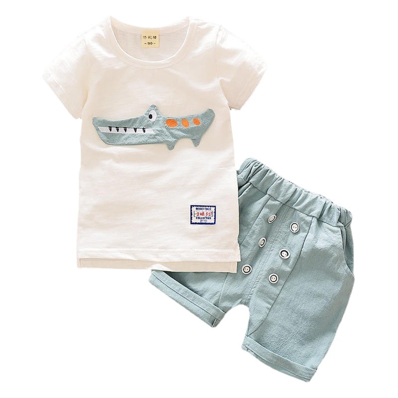 Children's Clothing Boys' Short-sleeved Suit 2021 New Boy Baby Baby Children's Clothes Two-piece Set 1-4 Years Old Summer Fashion
