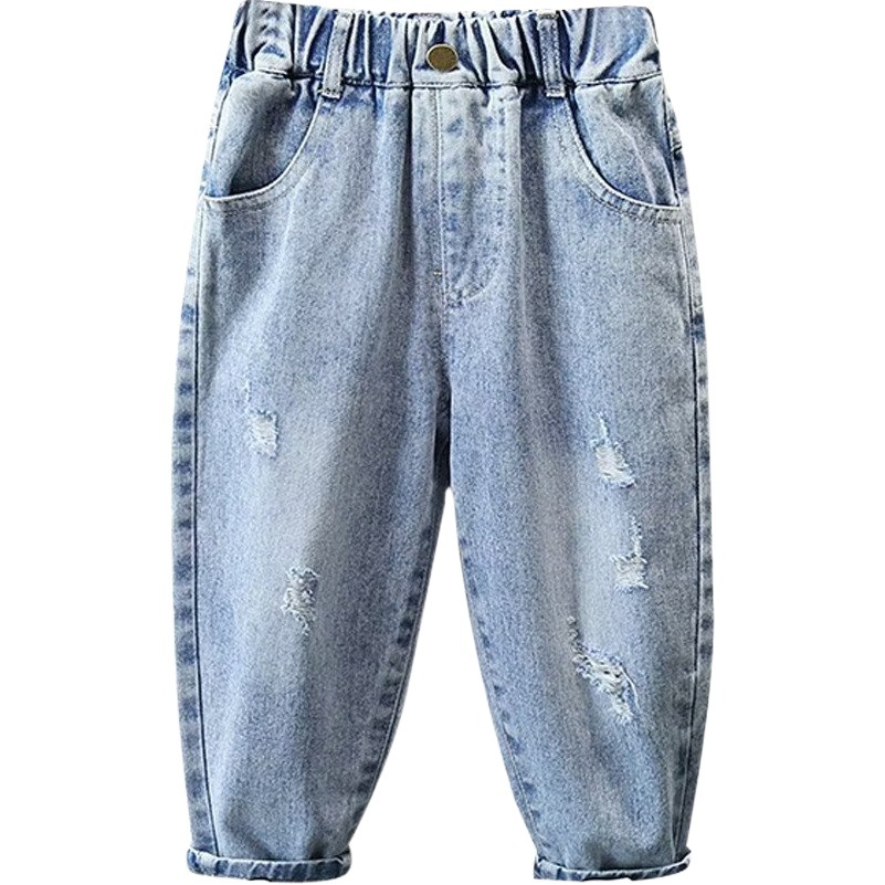 2023 Spring and Autumn new summer Middle and big children boys' pants children's fried Street summer jeans trendy boys' jeans