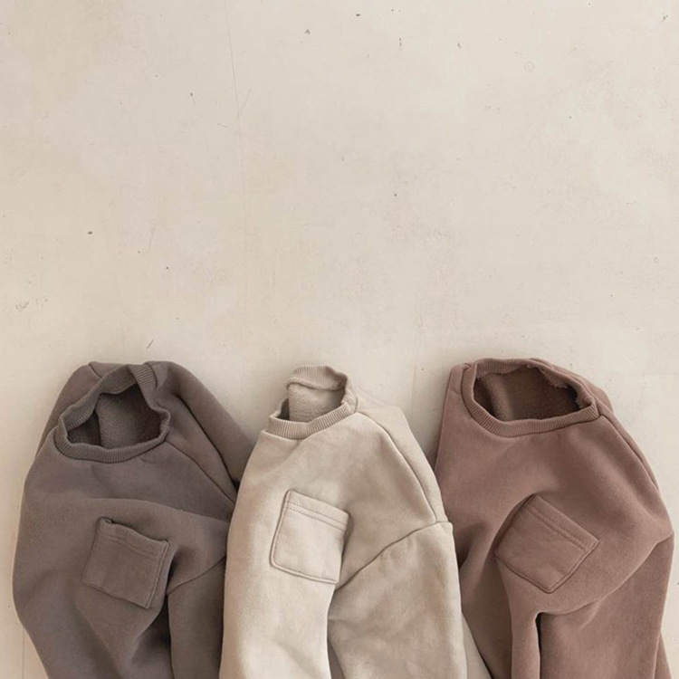 Picture of Children's Korean-style winter clothing new Japanese and Korean-style simple loose small pocket baby's thin velvet pullover sweater 3
