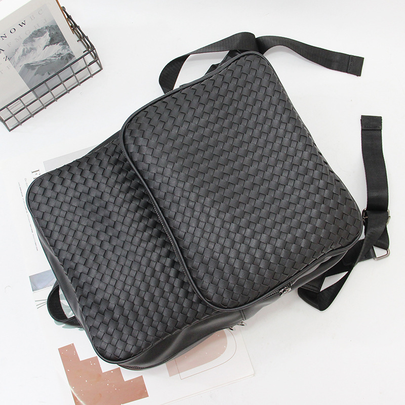 Picture of Korean style woven business backpack trendy computer bag fashionable large capacity travel backpack simple student schoolbag