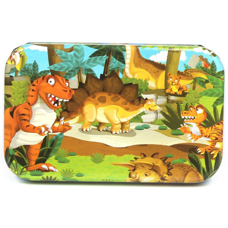 Picture of 60 pieces iron box puzzle children's educational kindergarten early education cartoon wooden puzzle toy generation