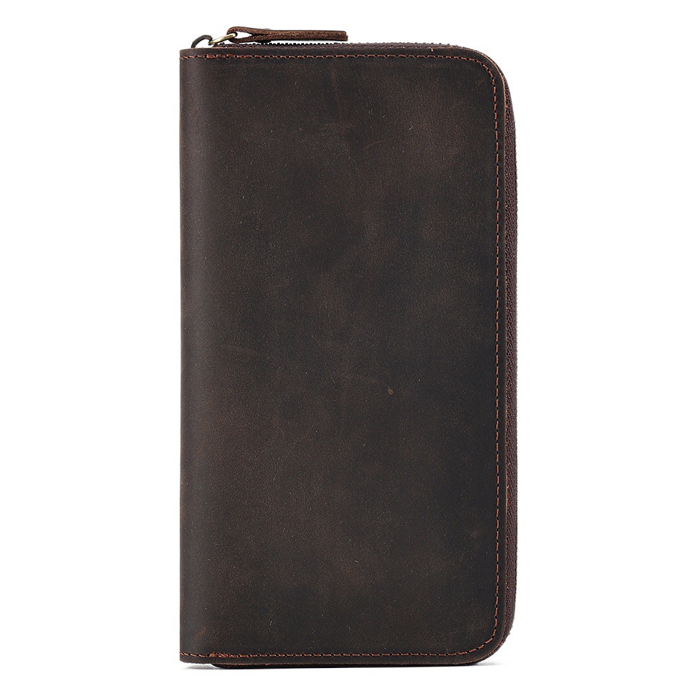 Genuine Leather Men's Wallet RFID Anti-theft Brush Men's Hand Coin Purse Advanced Sense Men's Pure Cowhide Long Wallet