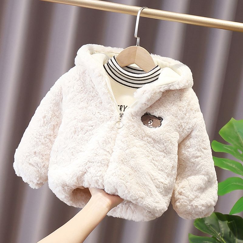Boys' lambswool coat 2021 new arrival children's boys' Western style cartoon fleece-lined thickened winter hooded children's clothing