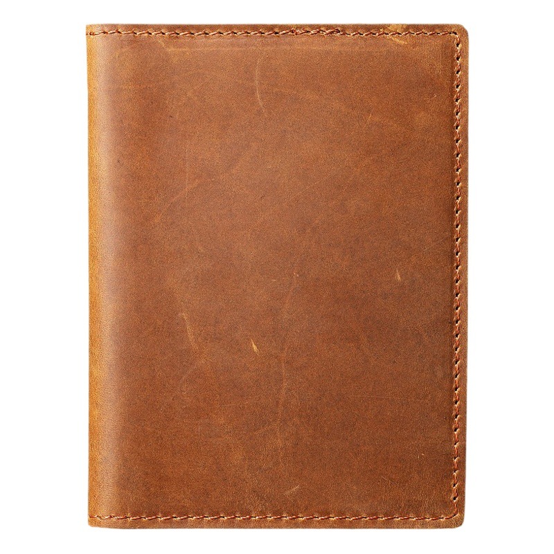 5504 Genuine Leather Crazy Horse Leather Male and Female Passport Pass ID Bag Card Bag Wallet Clip Travel Foreign Trade Business Trip