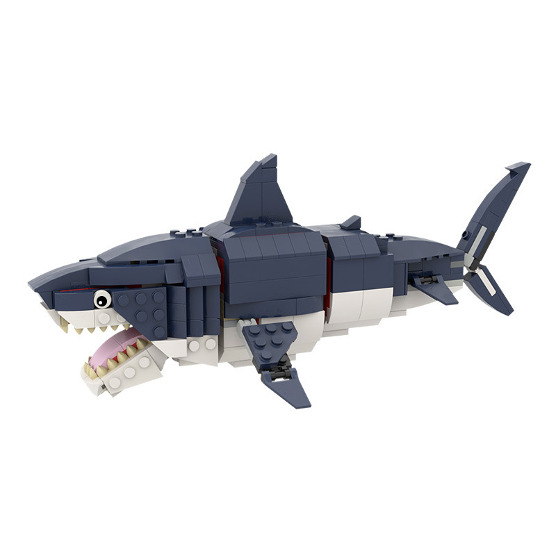 MOC Compatible Lego Small Particle Deep Sea Series Megalodon Shark Great White Shark Prehistoric Marine Life Building Block Toy