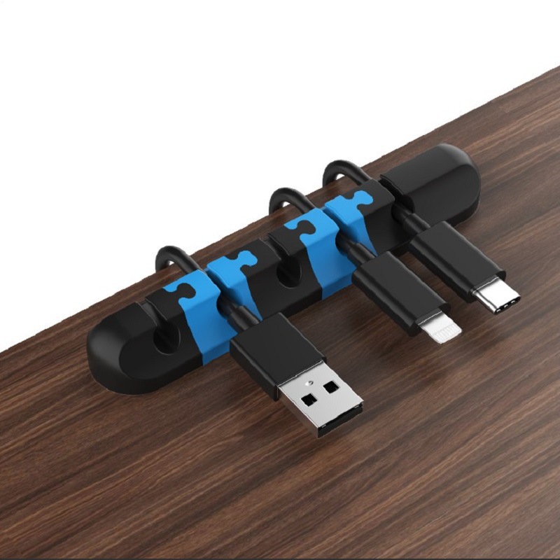 Picture of Desktop self-adhesive silicone wire organizer earphone wire mobile phone data wire multi-function wire winder wall fixer