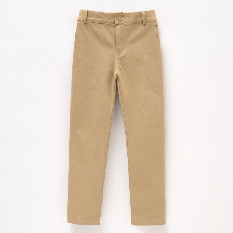Children's khaki school uniform pants big children primary school boys and girls stretch cotton pants pants a generation of hair