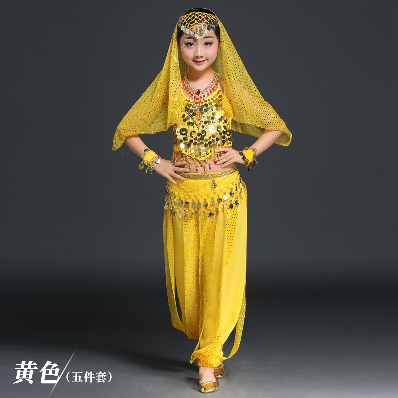 Picture of Children's Ring Bra Highlights Pants Children's Belly Dance suit Children's Indian Dance Performance Costume Performance suit