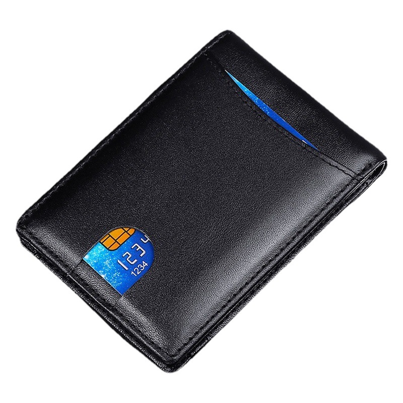 European and American ultra-thin leather men's wallet Amazon hot multi-card RFID anti-theft brush cowhide dollar wallet