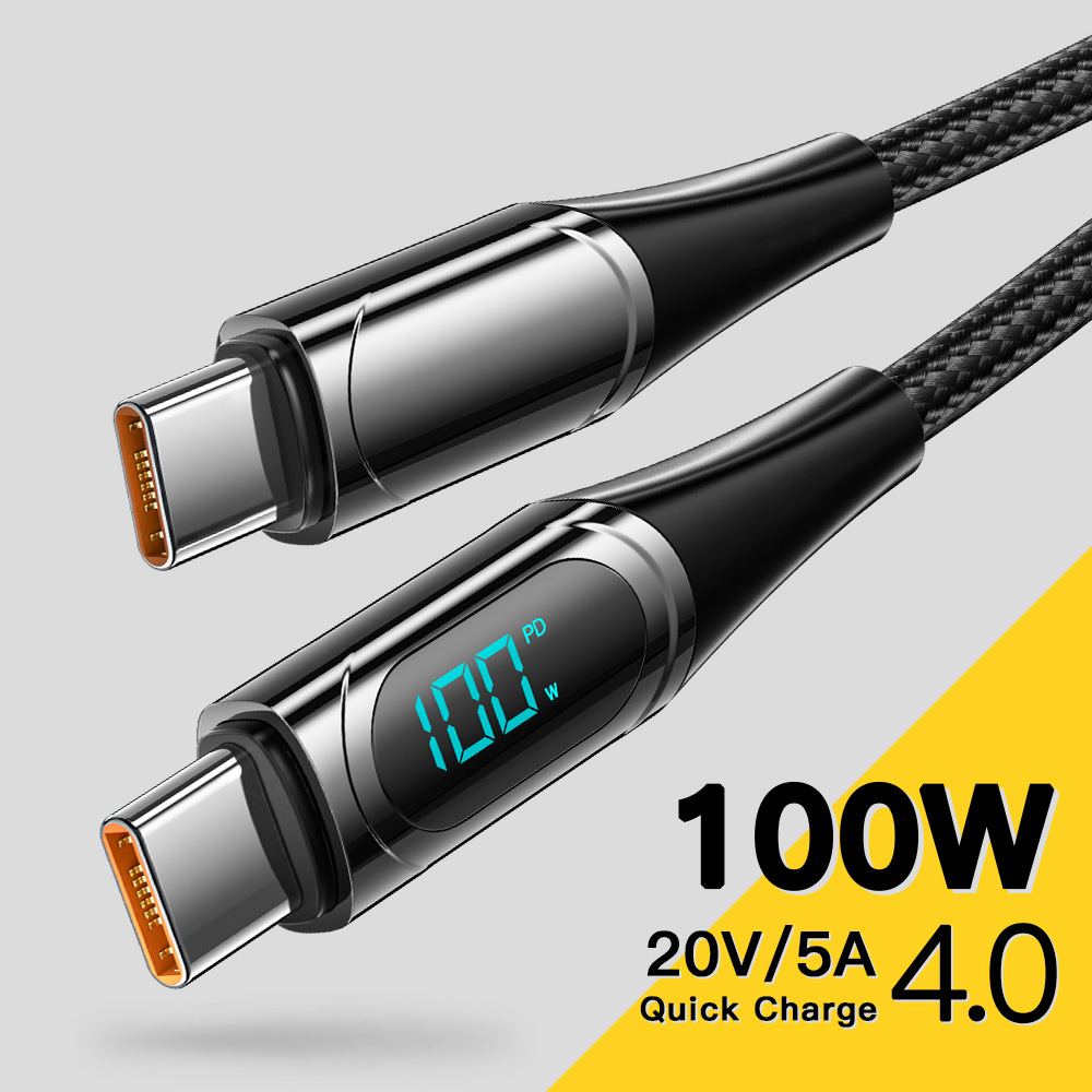 Spot 100W5A Super Fast Charging Data Cable Suitable for Huawei Notebook Charging Cable Digital Display Pd Fast Charging Cable