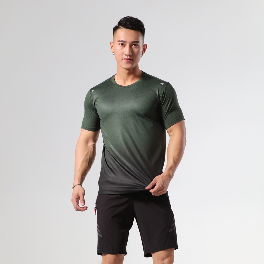 Picture of Gradient Color Training Round Neck Men's Milk Silk Summer Digital Running T-shirt Slim-fit Quick-drying Sports Top for Men
