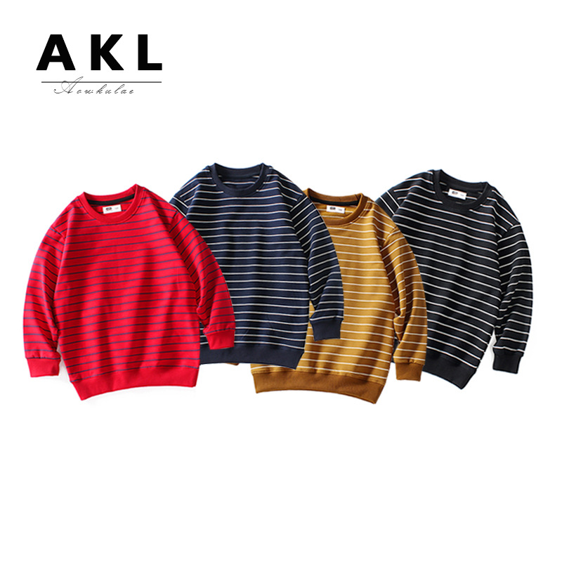 Picture of Autumn 2024 Korean version of children's clothing new boys sweater big children's terry striped bottoming shirt children's sweater wholesale