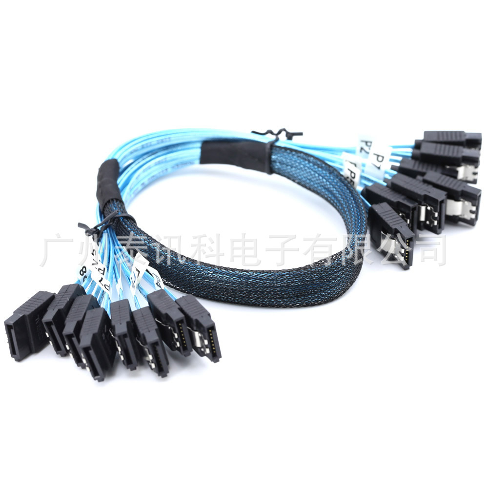 Picture of SATA extension data cable 1 m hard disk extension transmission line server sata3.0 cable 6 pairs of 6 aluminum foil