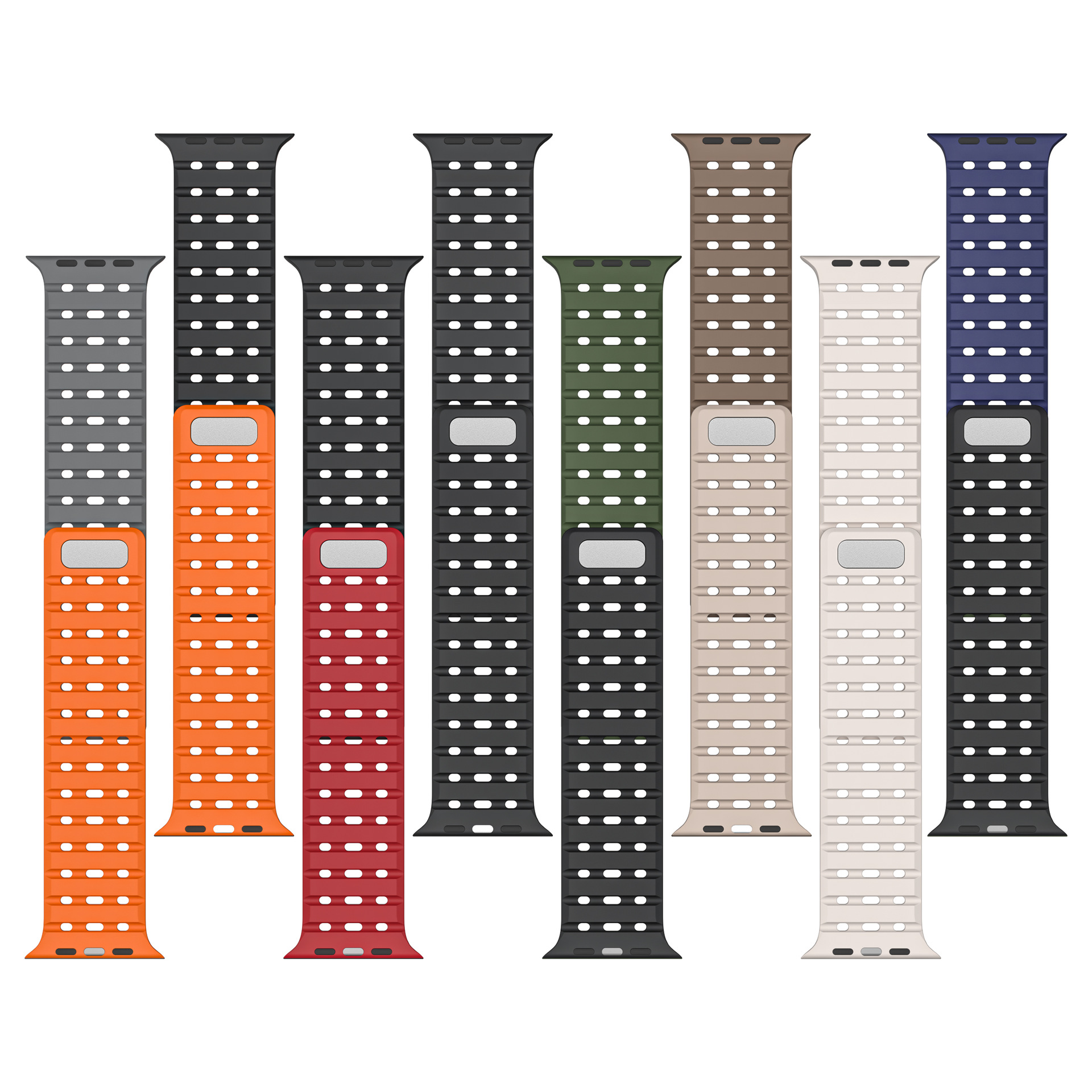 Picture of For Apple Watch Magnetic Suction Silicone Loop Strap appleiwatchs10 Generation Perforated Breathable Wholesale for Men and Women