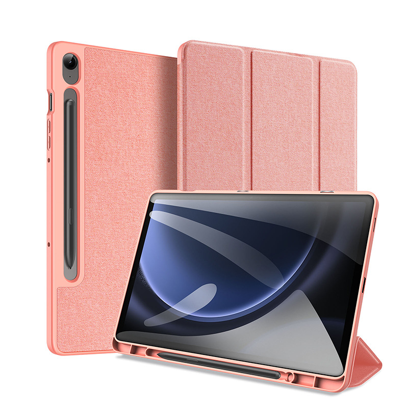 Picture of For Samsung Tab S9FE Flat Protective Cover with Pen Slot Flip Three-fold Anti-drop Protective Shell Cloth Pattern Leather Cover