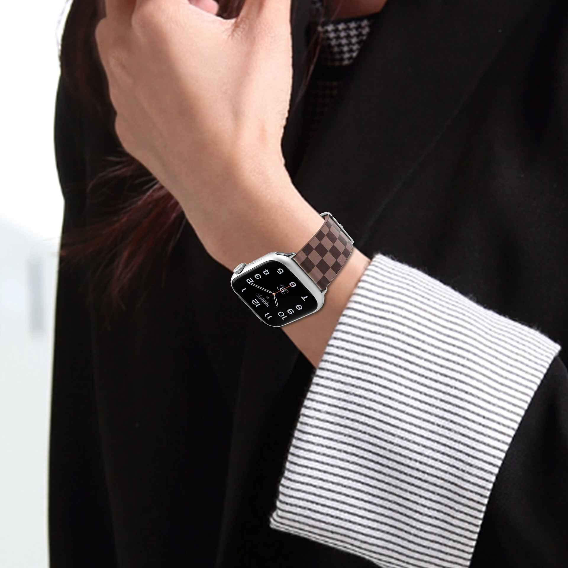 Picture of For Apple Watch Strap Contrast appleiwatchs109846mm Chessboard Plaid Leather Strap Wholesale