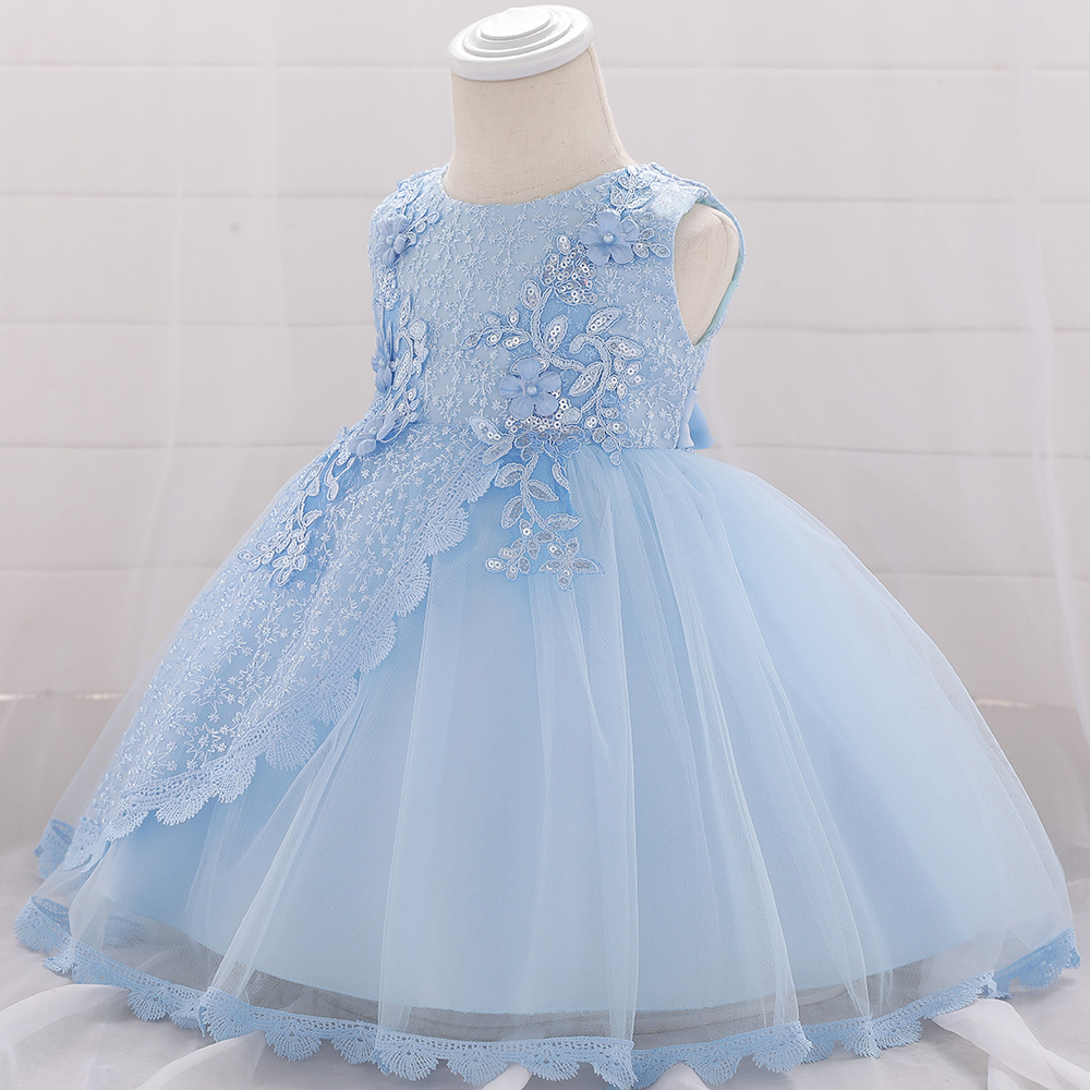 Picture of Cross-border applique baby baby dress princess dress newborn hundred days wine full moon children's wedding dress dress