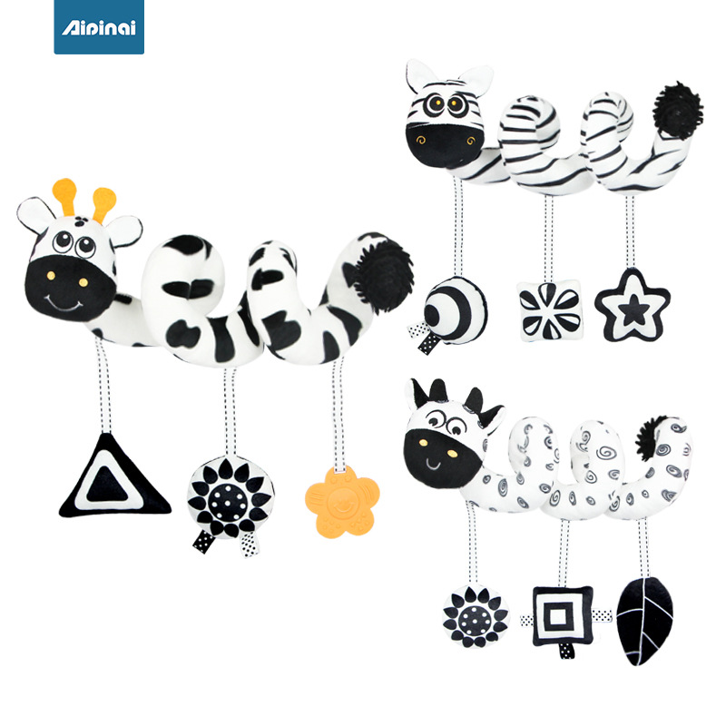 Baby Black and White Crib Wrap Toy 0-6 Months Baby Stroller Pendant Newborn Bedside Bed Hanging