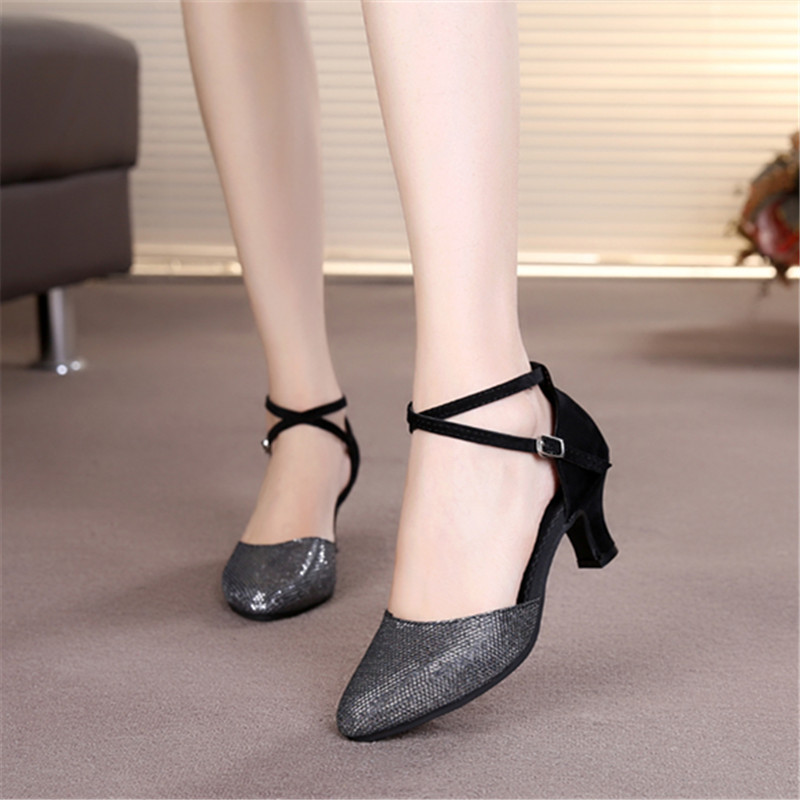 Picture of New dance shoes Latin dance shoes women square dance shoes adult social dance shoes soft bottom dance shoes a generation of hair