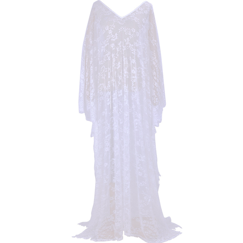 Picture of Amazon Explosions Oversized Loose Large Size Robe Lace Long Dress Holiday Beach Dress Swimsuit Blouse Dress Women