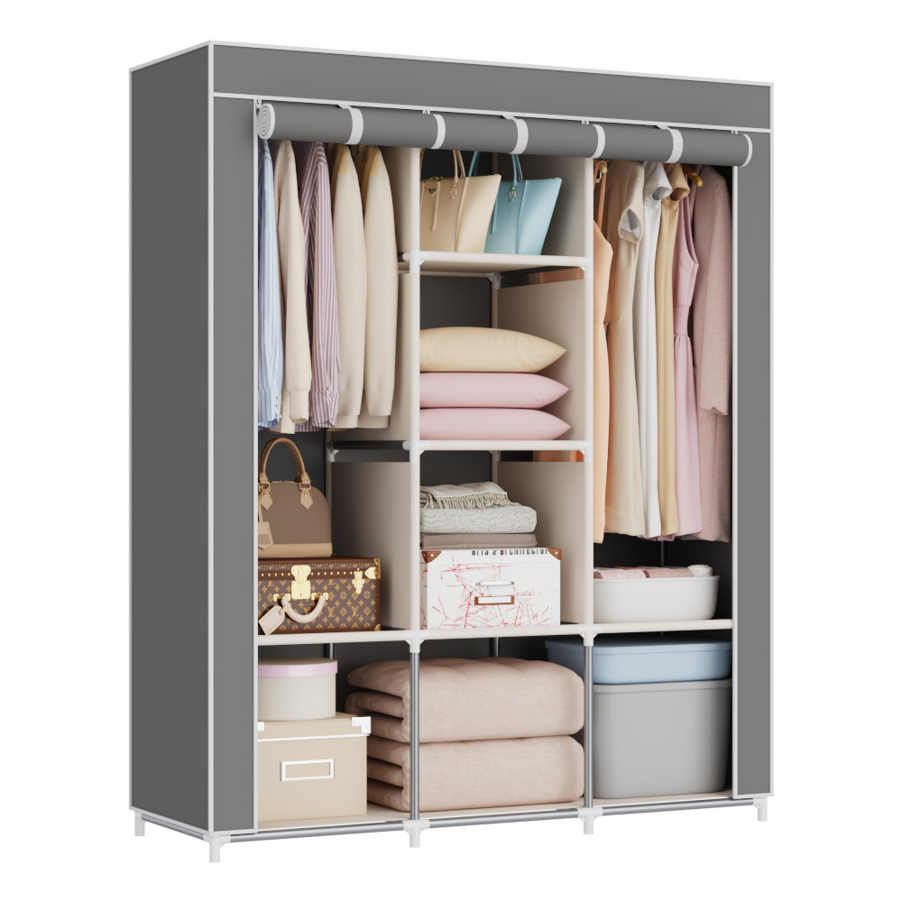 Picture of Ya Ruifan Reinforced Simple Cloth Wardrobe Storage Closet Dustproof Wardrobe Dormitory Steel Frame Reinforced Simple Modern Combination