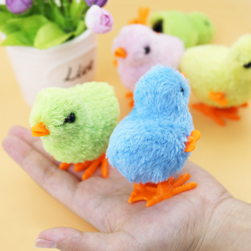 Wind-Up Chicken That Can Move and Jump to Coax Babies, Simulated Soft Plush Toys for Post-80S Generation, Street Stall Kidsren's Toys
