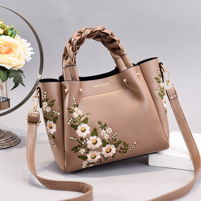 Picture of Spring and Autumn New Women's Bag Handbag Crossbody Bag Embroidered Soft Leather Women's Bag Bucket Bag Women's Bag Soft Bag Women's Bag