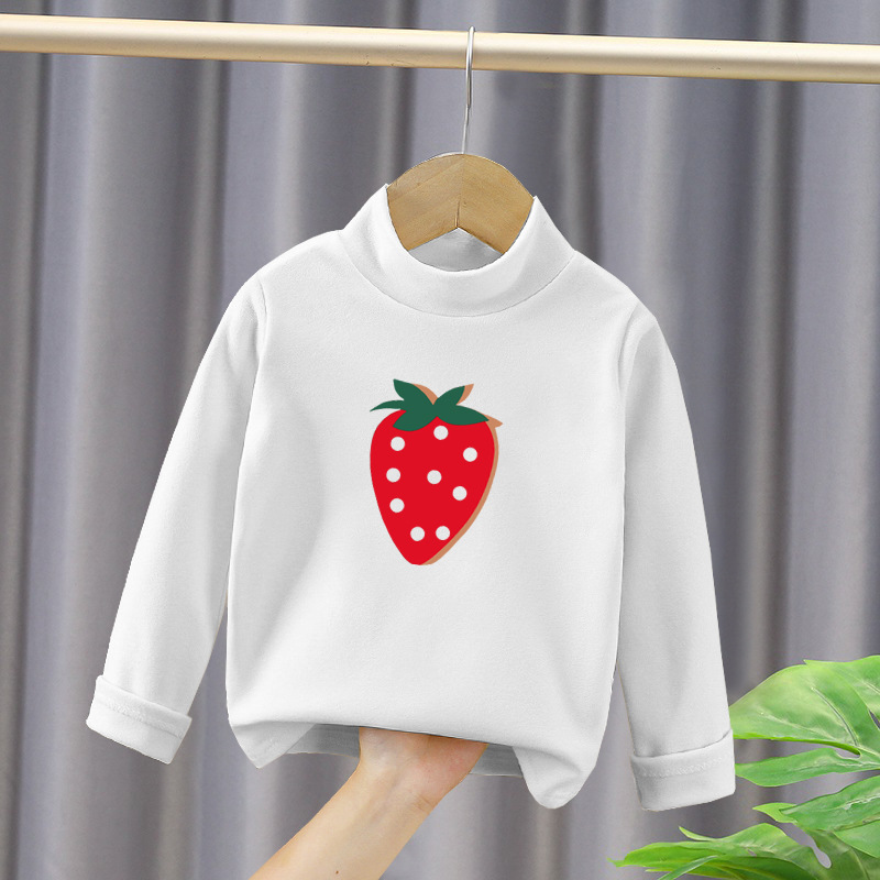 Picture of 2023 new autumn and winter dopamine girls' inner half turtleneck warm long-sleeved shirt children's velvet bottoming shirt