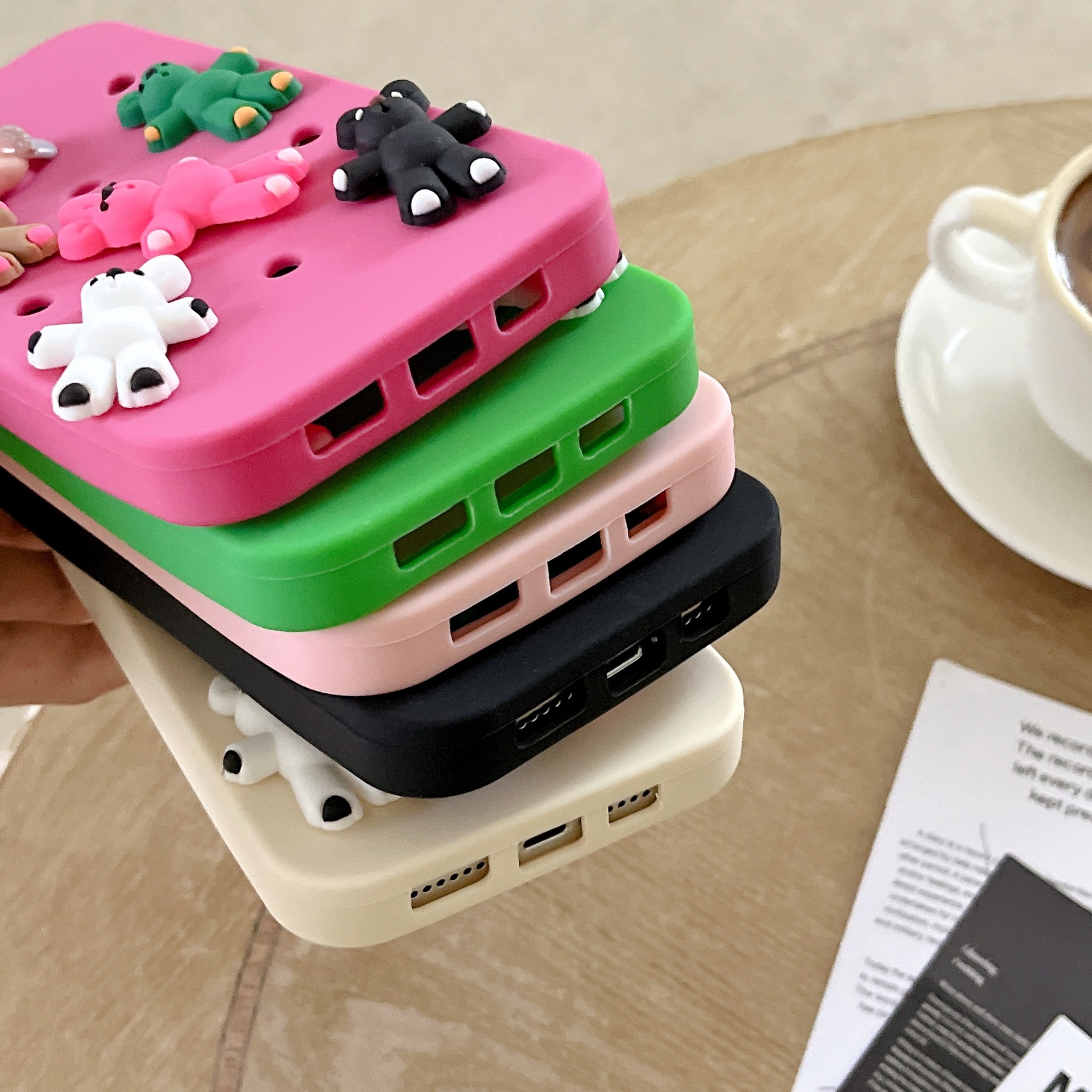 Picture of Hole Case DIY Stereo Korean Color Bear Case for iPhone 14Pro max Apple 12 Phone Case 11
