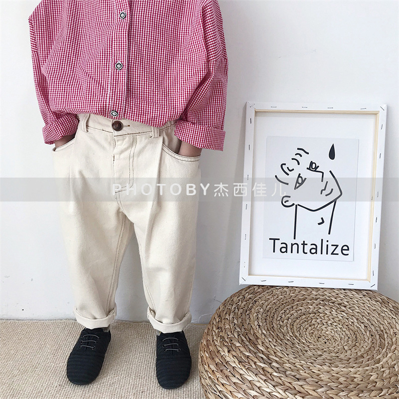 Picture of Spring and Autumn Ins Korean Style Children's Wear New Trousers for Boys and Girls Korean Style Pleated Design Children's Ins Style Jeans