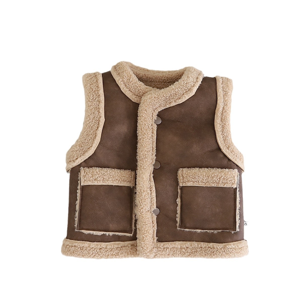 Picture of Winter waistcoat coat for boys and girls baby western style children's Korean style fleece-lined thickened fur one-piece warm clothes tide