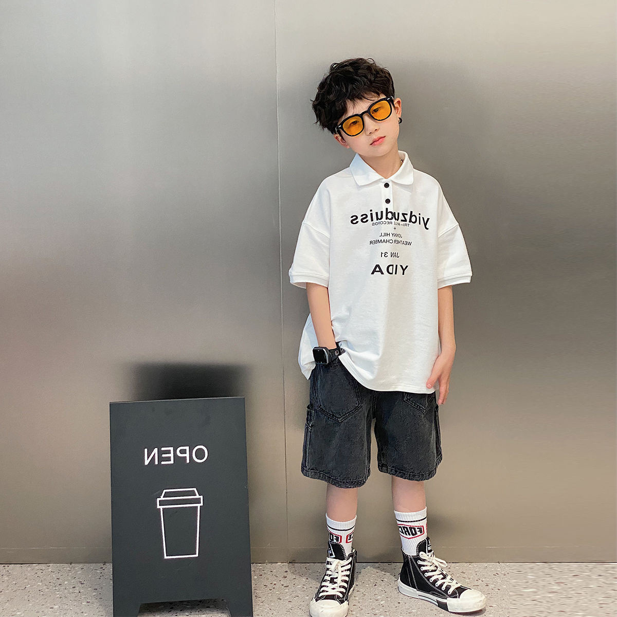 Picture of Boys' Polo Shirt 2024 New Style Boys' Summer Short-sleeved T-shirt Middle and Big Children's Polo Shirt T-shirt