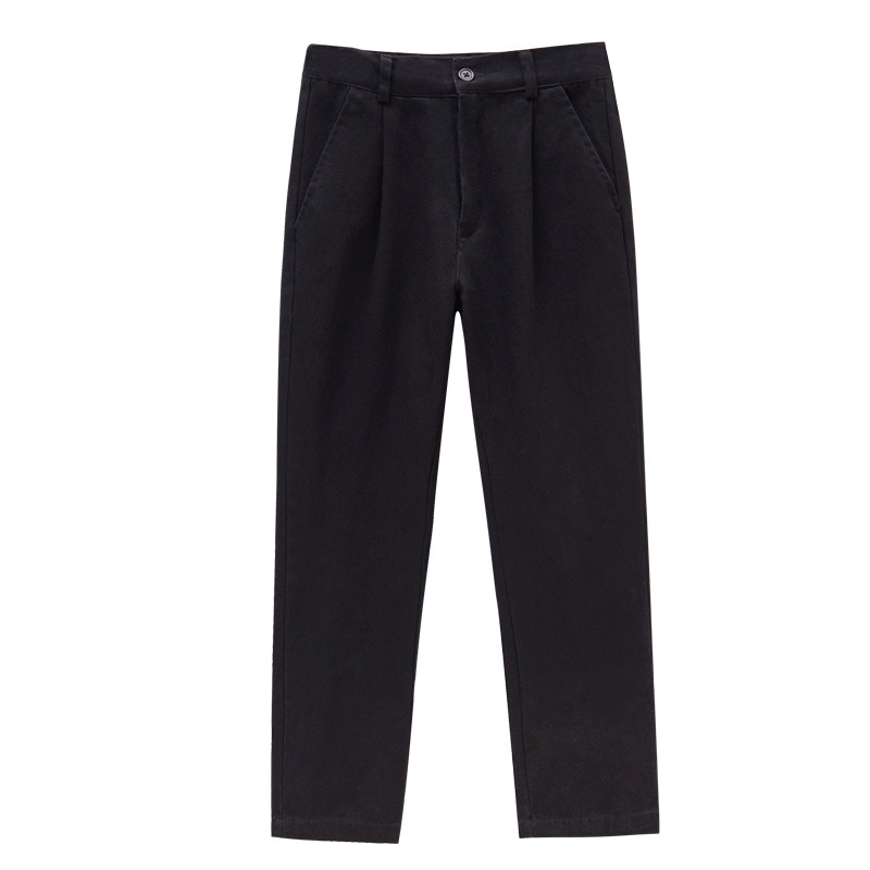 Picture of Children's Black Trousers Boy's Pure Cotton khaki dark blue School Uniform Pants Elementary School Pants Big Children School Pants Trousers