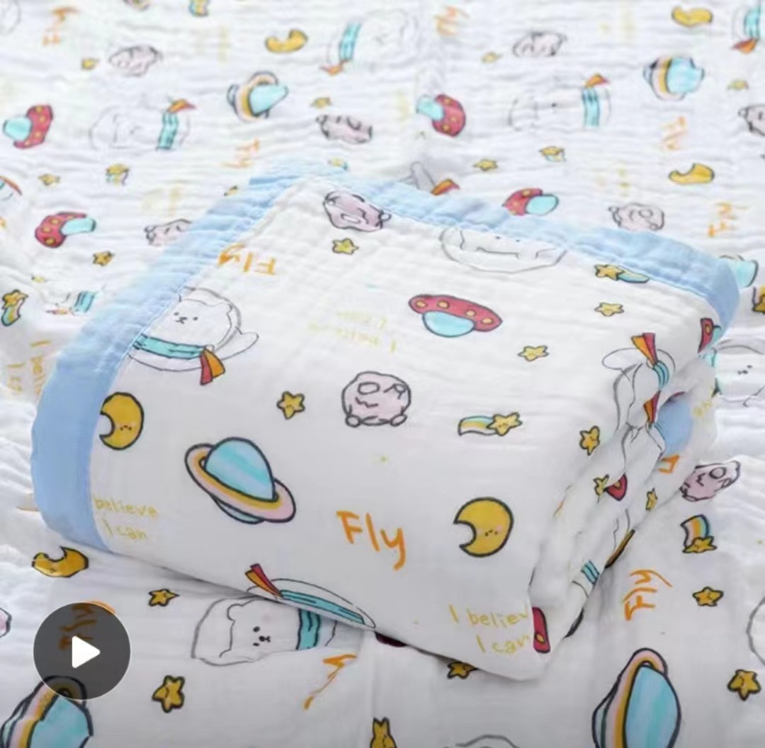 Picture of Six-layer gauze cotton children's quilt cartoon printing baby bath towel thick absorbent factory wholesale summer quilt