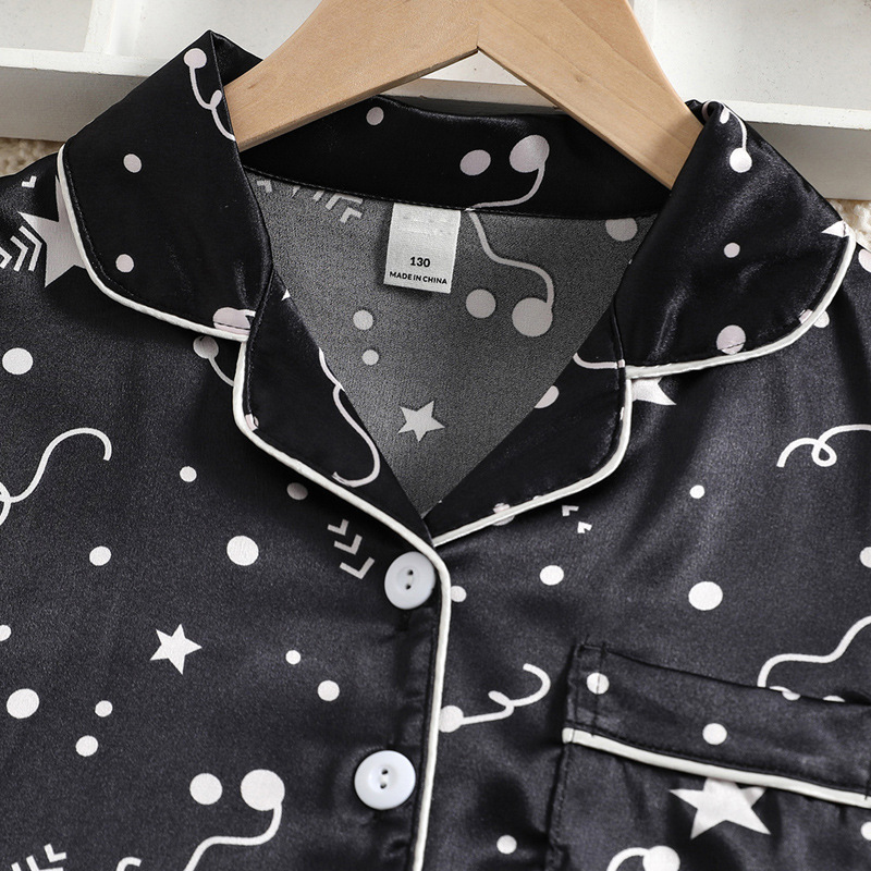 Picture of Spring and Summer thin summer pajamas two pieces Girls' Home clothes air conditioning clothes children's short sleeve suit children's suit