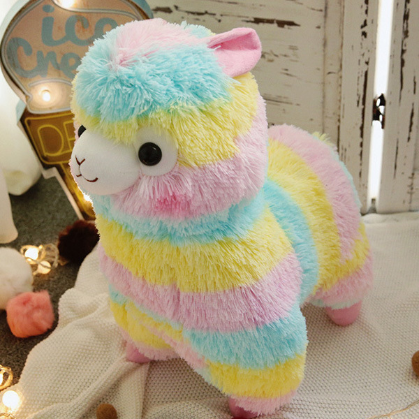 Picture of in stock Cute Beast Rainbow Alpaca Velvet Toy Color Alpaca Doll Pillow Doll Plush