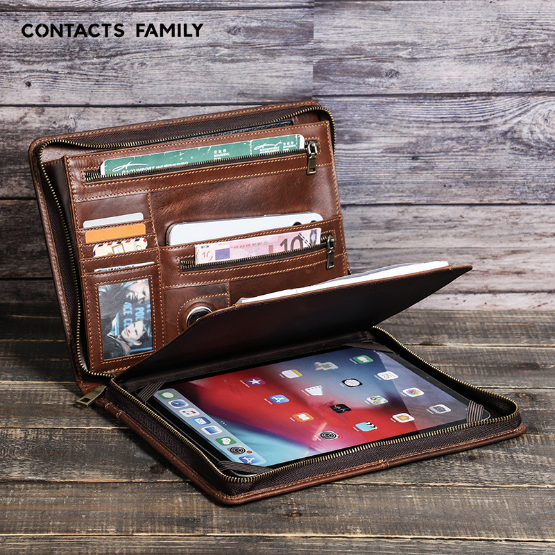 Picture of Suitable for ipadpro Leather Protective Case Anti-fall Retro Style Multi-functional Portable iPad Case with Airtag