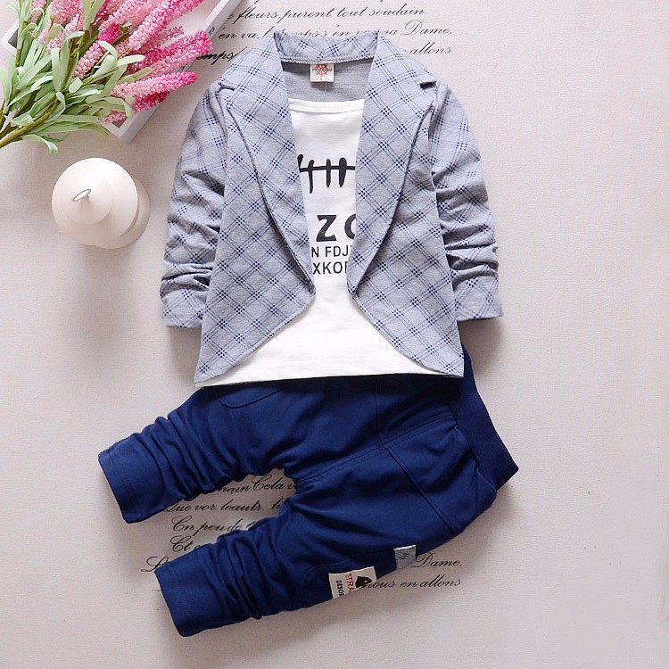 Picture of AliExpress spring and autumn fake three-piece casual Children suit 0-4 years old cartoon printed suit collar fashion