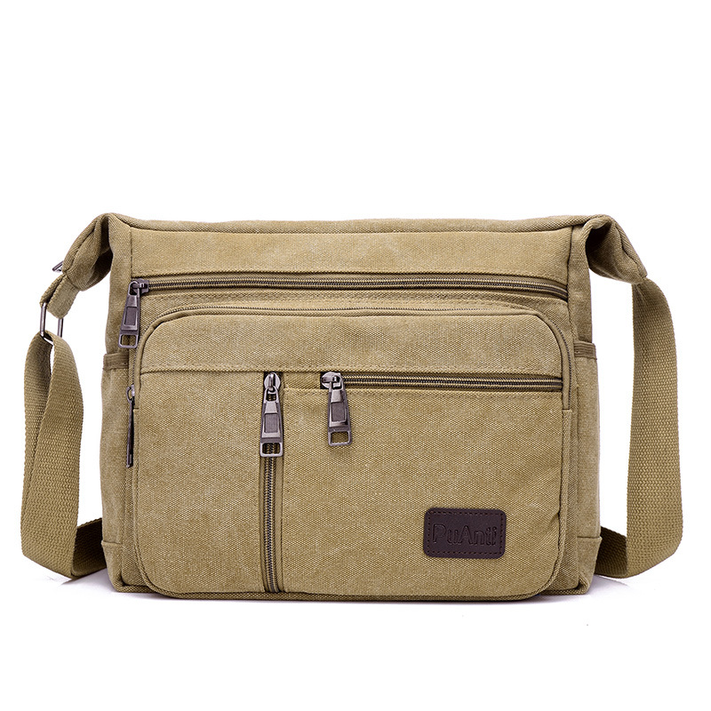 Picture of Canvas Bag Men's Shoulder Bag Casual Canvas Straddle Bag Student Satchel Multi-Layer Bag Factory Direct Printable