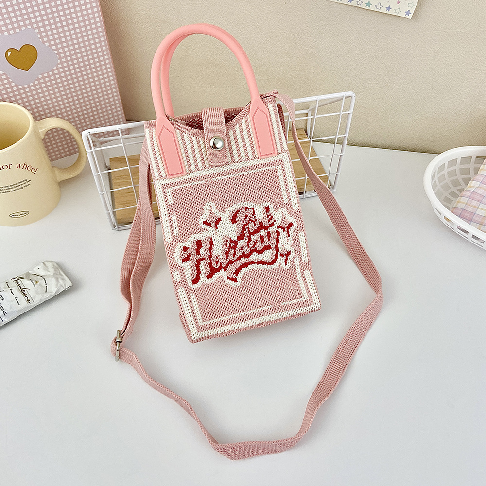 Picture of Shoulder Crossbody Mobile Phone Bag Cute Knitted Hand Bag Cartoon Large Capacity All-match Coin Purse Handbag Wholesale