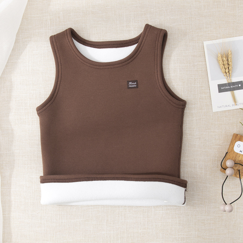 Picture of Children's one-piece velvet vest for spring and autumn close-fitting fleece-lined thick white bottoming warm girls' vest for boys