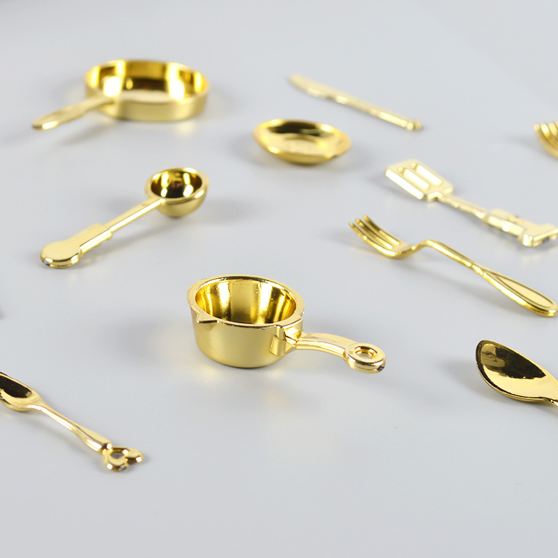 Picture of diy mini plastic spoon Fork pot tableware model Play House Miniature simulation kitchen food and play toys