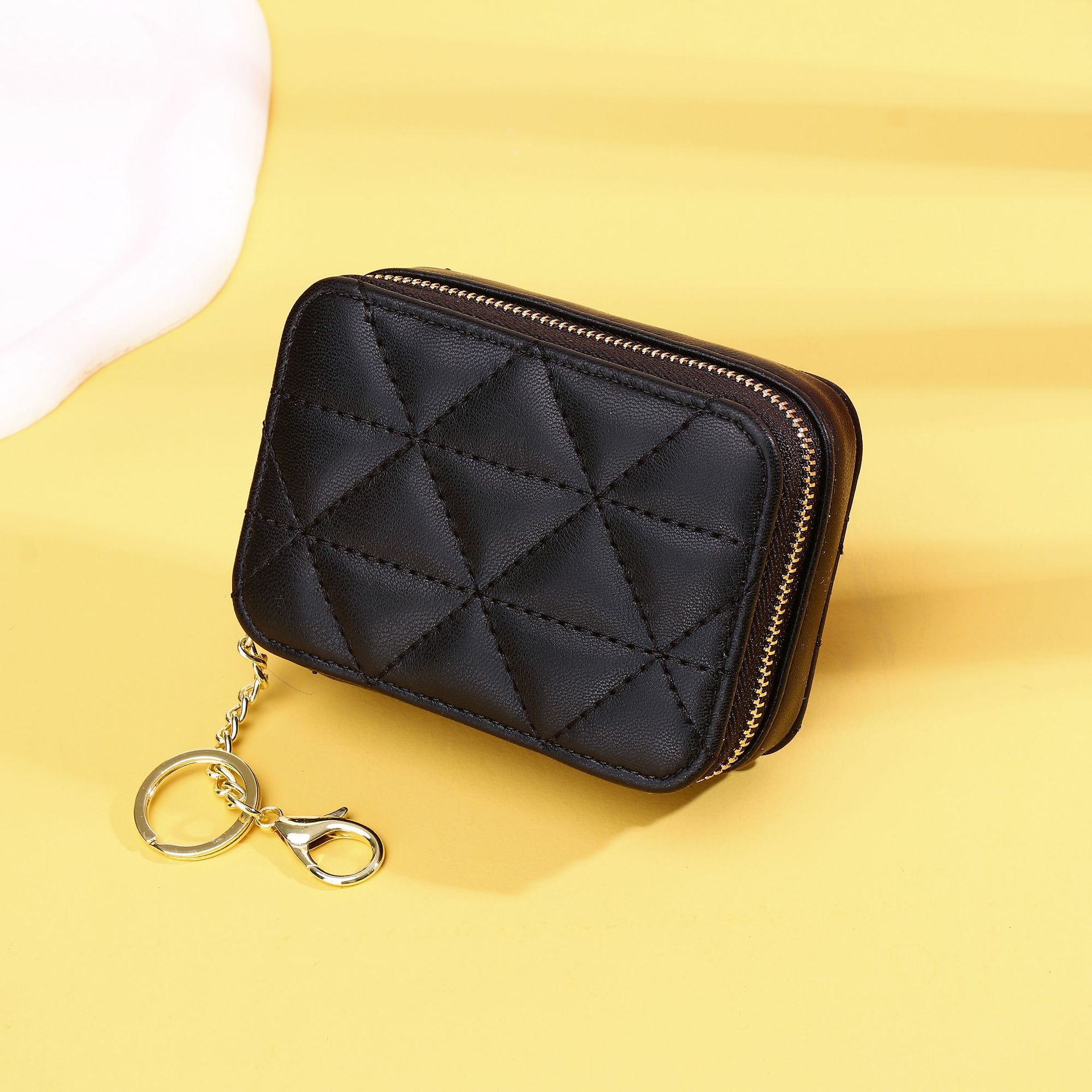 Picture of New Mini Mini Red Envelope with Mirror Mouth Rhombus Embroidery Line Exquisite Portable Keychain Makeup Bag