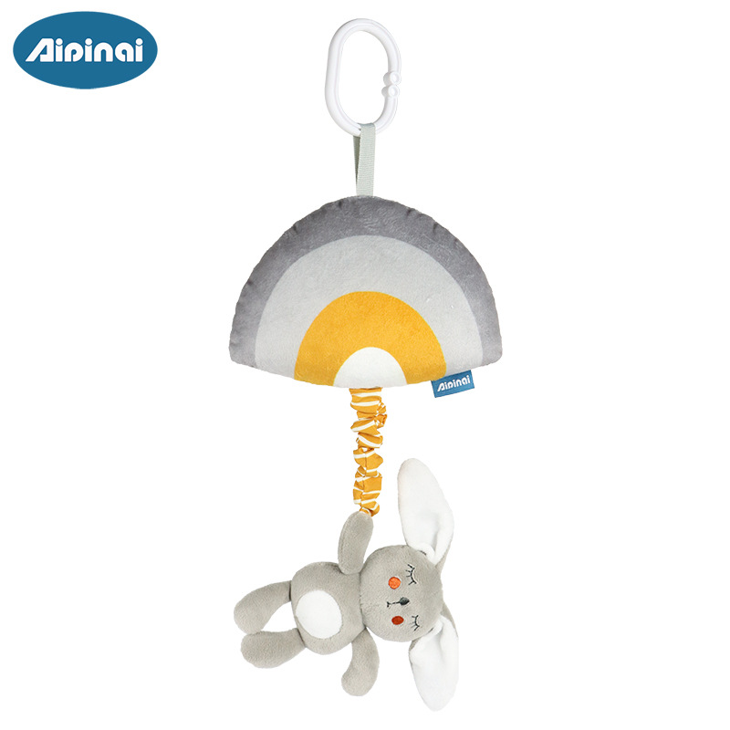 Picture of Grey Animal Door Handle Bell Pull Doll Baby Wind Bell Fabric Pacifying Hanging Ornaments Early Education Pacifying Plush Toy