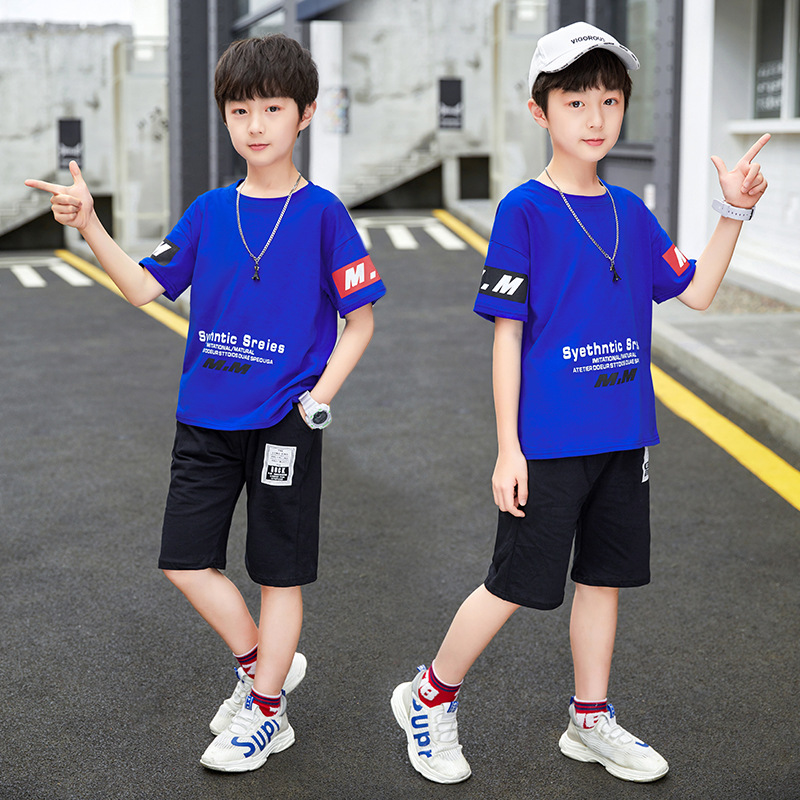 Picture of Children's Clothing Boys' 2025 New Suit Summer Kidsren's Sports and Leisure Wear Medium and Large Kidsren's Short-Sleeved Two-Piece Set Korean Style Trendy