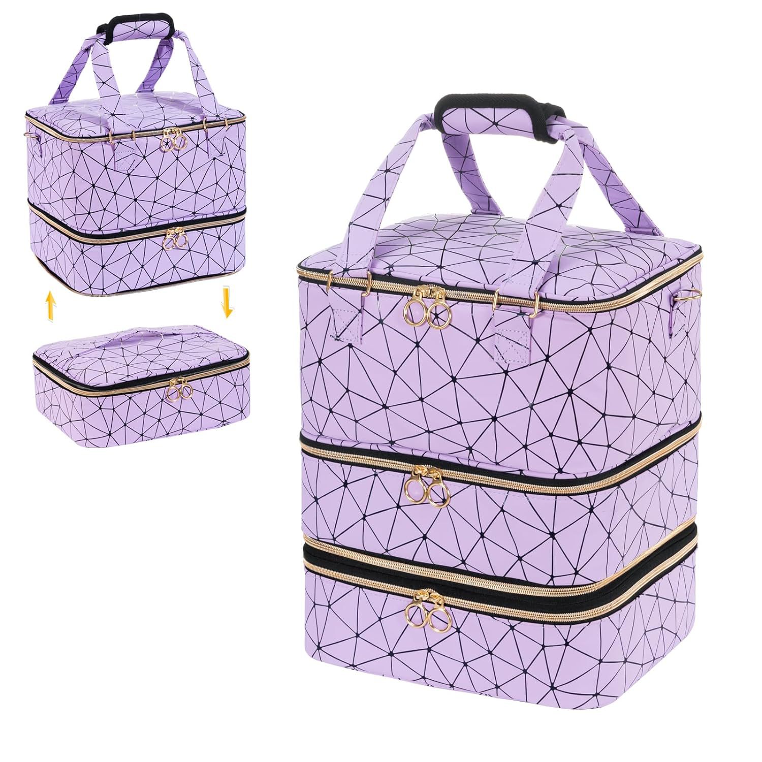 Portable Golden Zipper Detachable Three-Layer Nail Polish Storage Bag 84 Bottles High-Level Nail Tools Cosmetic Bag