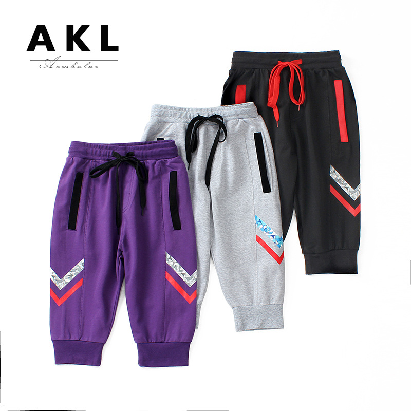 Picture of European point children's clothing summer Korean style new boys sports cropped pants large children's cotton casual pants children's pants
