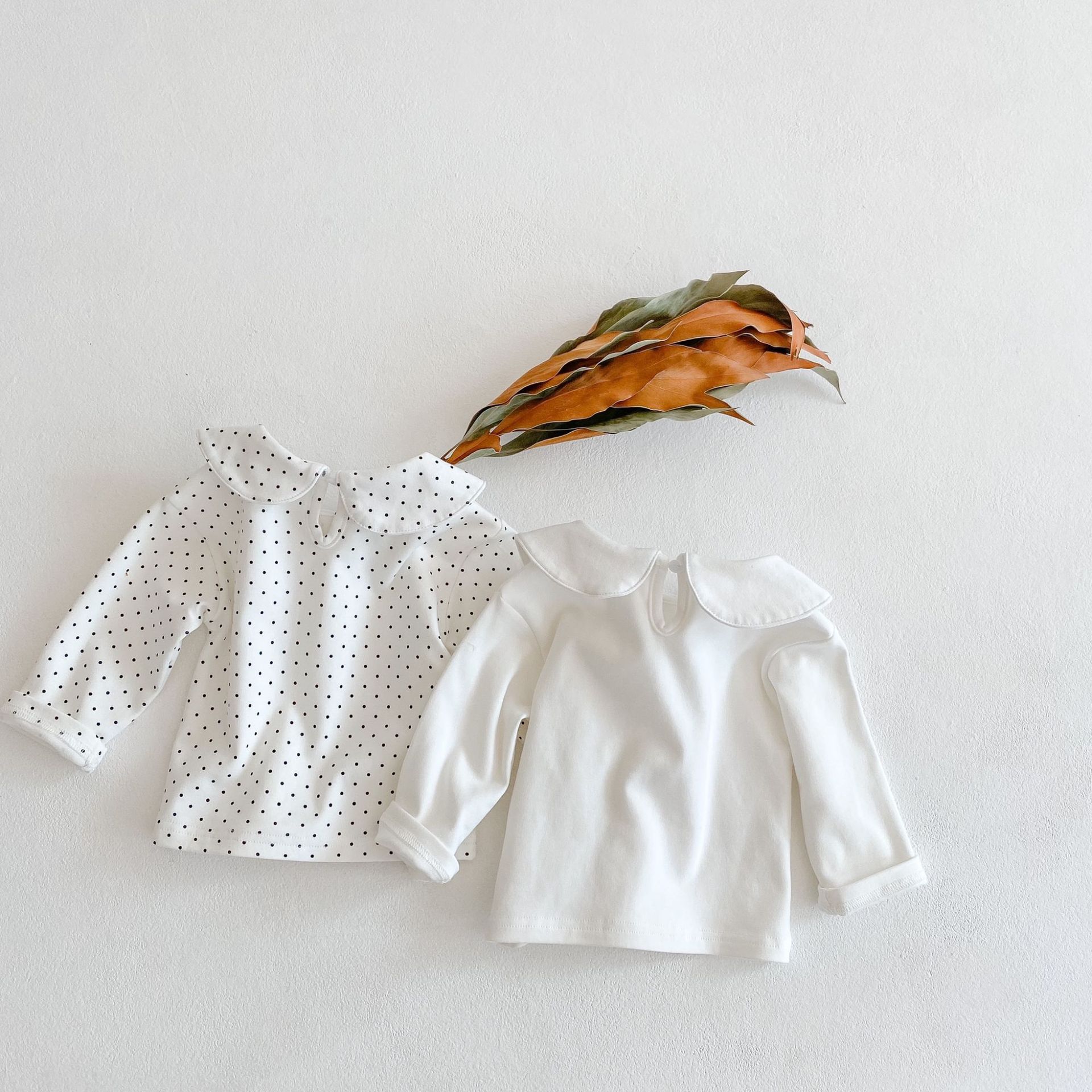 Picture of Baby T-Shirt 2025 Spring Clothing Kidsren's Doll Collar Long-Sleeved Bottoming Shirt Versatile Long-Sleeved T-Shirt Top Puff Sleeves