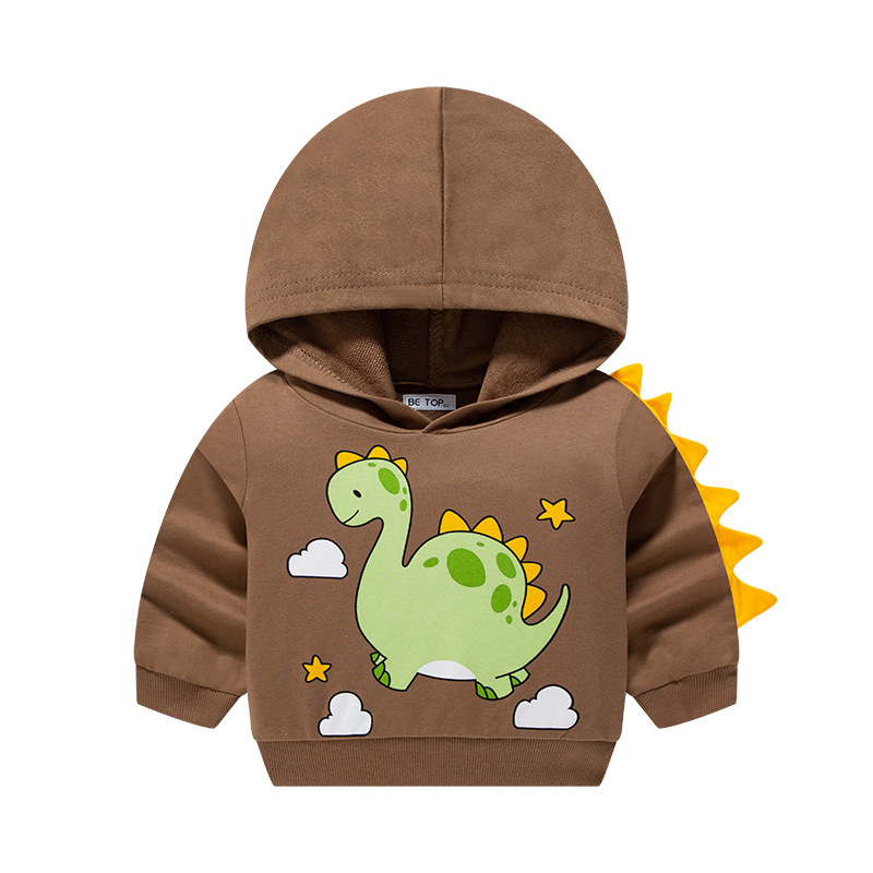 Picture of 2025 Kidsren's Clothing Autum New Kidsren's Hooded Cartoon Dinosaur Sweatshirt Pure Cotton Boy Baby Knitted Pullover Trendy